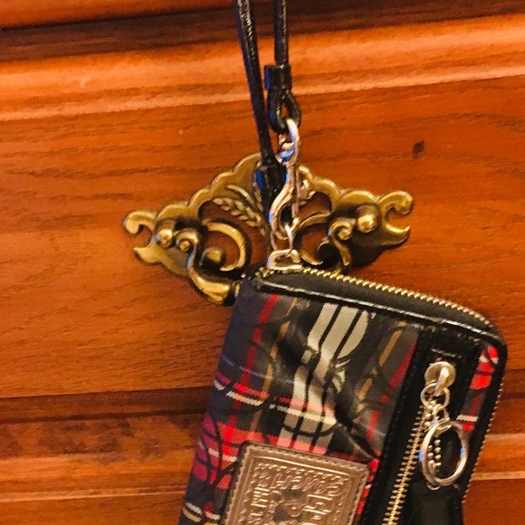 Coach Poppy Tartan Plaid Tote Bag with Matching Accordion Zip Wallet - Picture 7 of 15